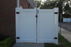 Vinyl Privacy Gate with stainless steel hardware