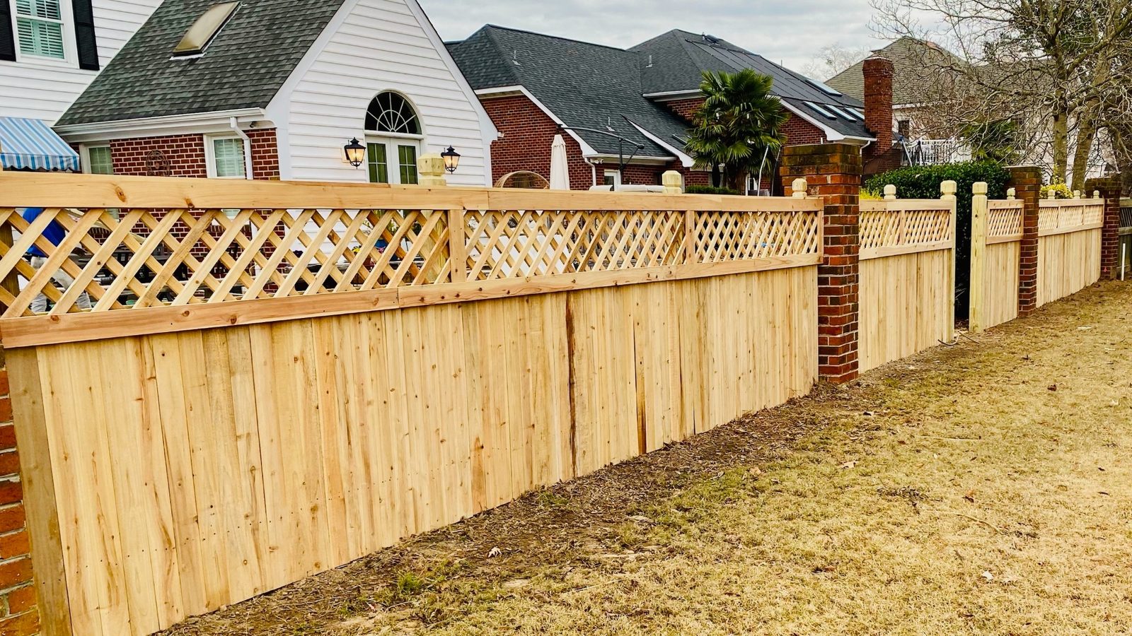 Cedar privacy fence installation