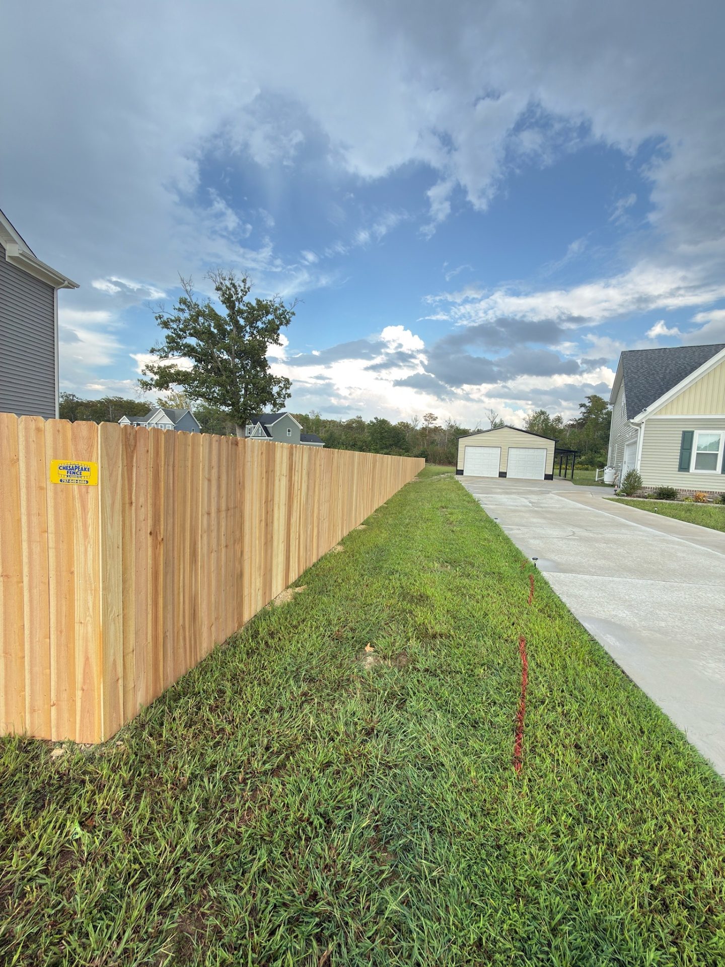 Stained cedar privacy fence